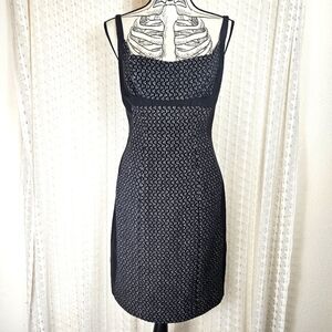 Narisco Rodriguez Alpaca Wool Silk Sleeveless Mini Dress Black White Size 8